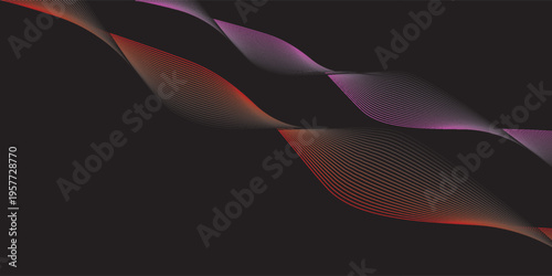 Abstract black background with blue lines. Elegant wave modern wallpaper. Template banner background for beauty products, sales, ads, events, web and pages. Eps10
