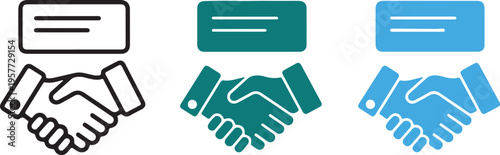 Handshake and document icons representing agreements and partnerships