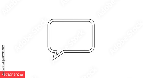 Black and white speech bubble icon.