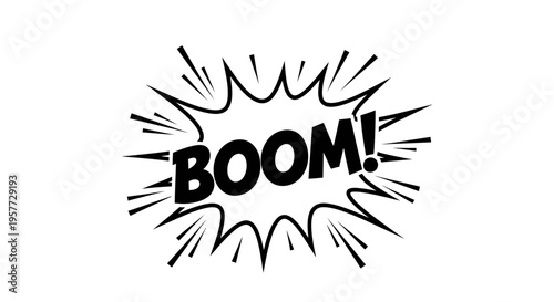 Black and white comic boom text.