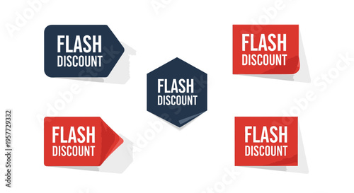 Flash discount sale labels set.