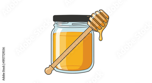 Honey in a glass jar.