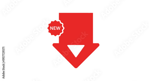 Red Arrow Pointing Downward Directional Icon.
