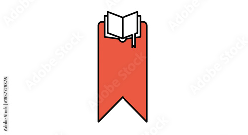 Red bookmark with open book.