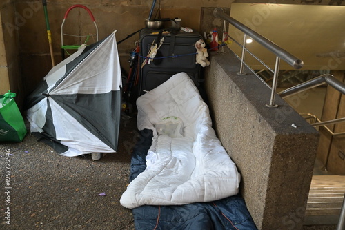 Australian panhandler sleeping shelter area in Sydeny NSW Australia