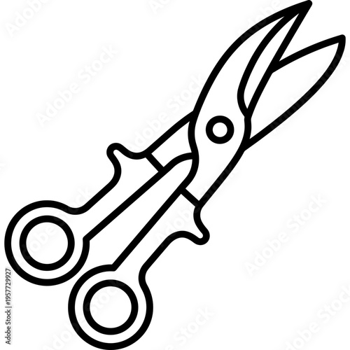 Minimalistic aviation tin snips sheet metal shears outline icon