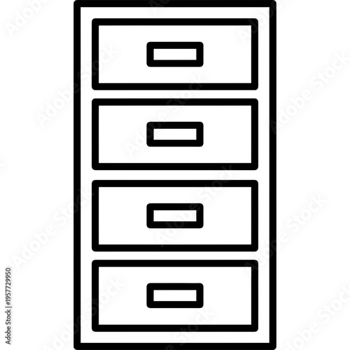 Minimalistic metal filing cabinet outline icon