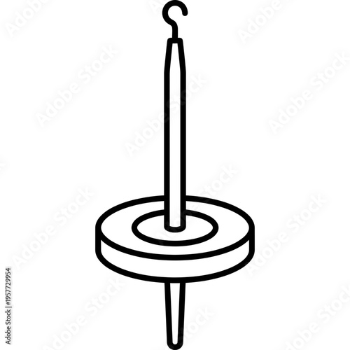 Minimalistic drop spindle whorl for spinning outline icon