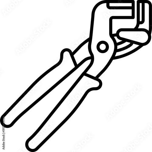 Minimalistic sheet metal hand seamer bending pliers outline icon