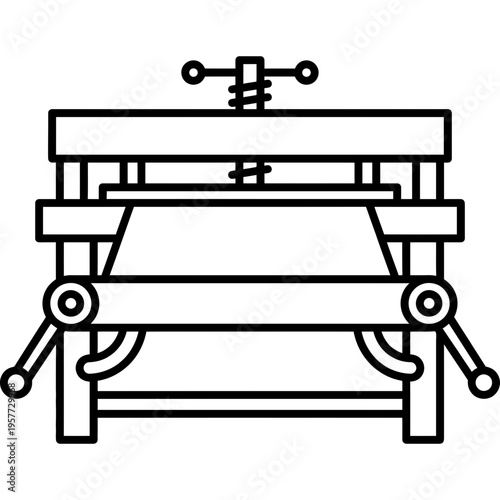 Minimalistic sheet metal folding bar brake outline icon