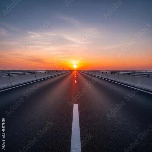Endless Horizon Highway Captures the Setting Sun Serenity