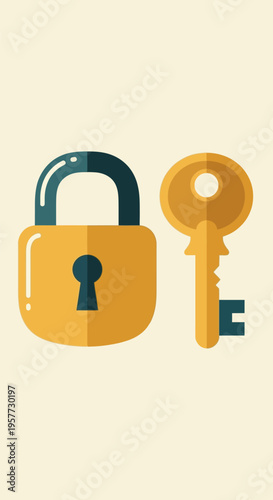 Padlock and Key Security Symbol.