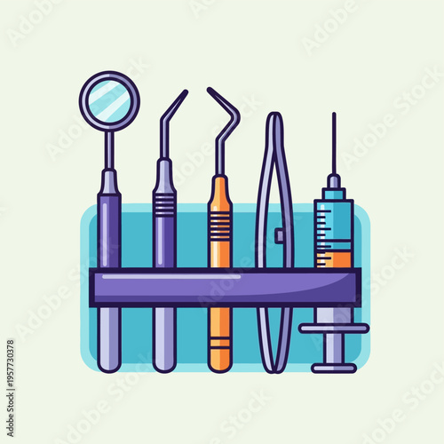 Dental tools on a holder.