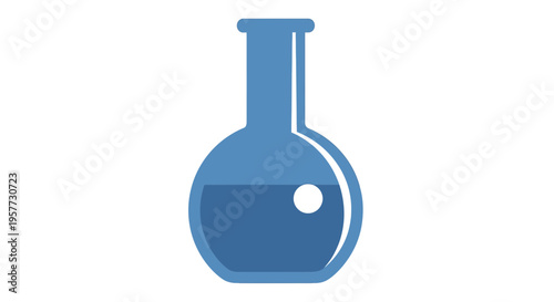 Blue laboratory flask with liquid.