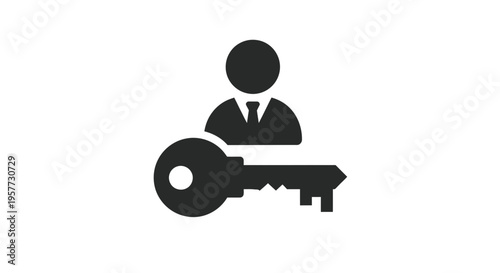 Businessman Holding a Large Key.