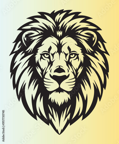 Detailed lion head illustration with fierce expression and intricate mane