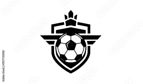 Soccer ball logo badge for sports competition football tournament vector icon