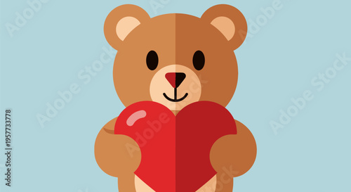 Teddy bear holding red heart.