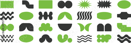 shape collection organic geometric symbols green black tiles