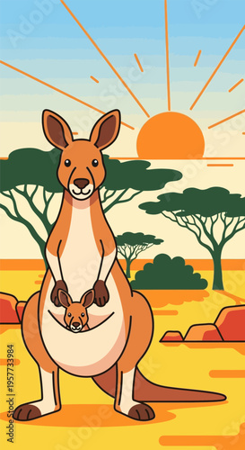 Kangaroo with joey in pouch.