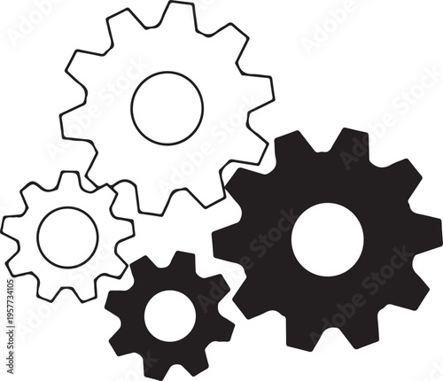 gear mechanical engineering symbol four interlocking cogwheels design