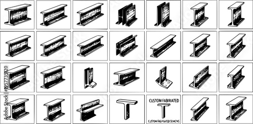 Assortment of Steel Beam Shapes and Profiles - Structural Engineering Elements