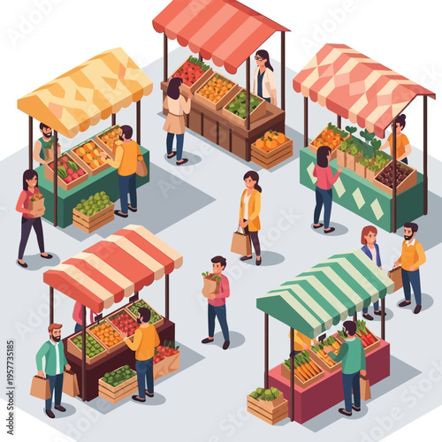 People Shopping at Farmers Market.