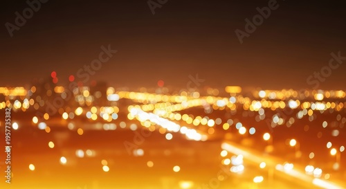 Abstract Bokeh City Lights at Night Blurry Background.