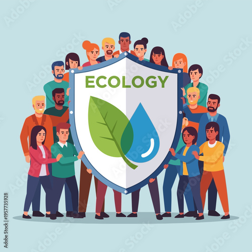 Cuadro en lienzo Diverse People Protecting Ecology.