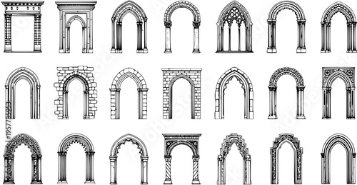 Set of Architectural Arches: Vintage Entrance and Doorway Designs