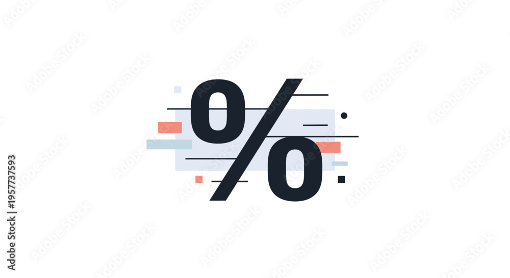 Obraz premium Percent sign with colorful abstract lines.