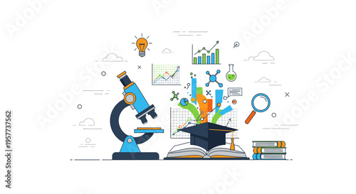 Microscope on a pile of books.