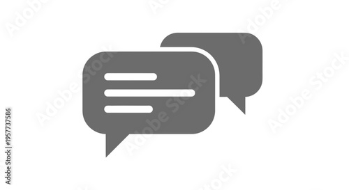 Grey speech bubbles with lines.