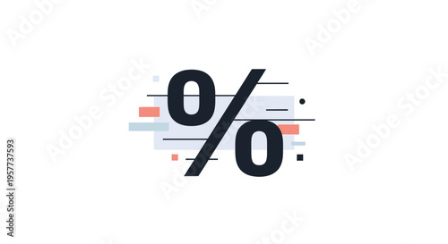 Percent sign with colorful abstract lines.