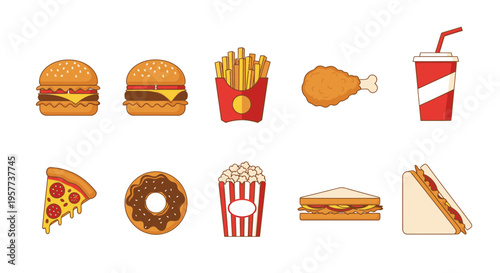 Variety of Fast Food Items Displayed.