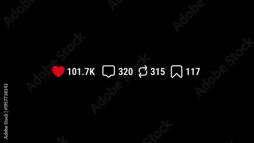 Hit like on post social network animation engagement statistics digital online media network