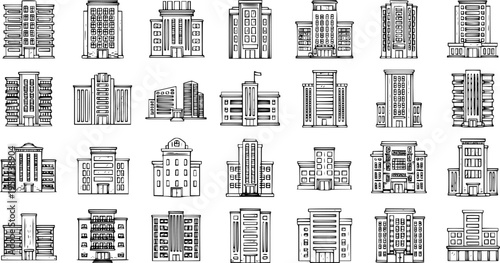 Collection of buildings sketches in vector format