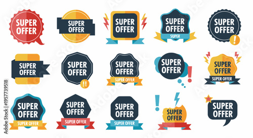 Collection of super offer stickers.