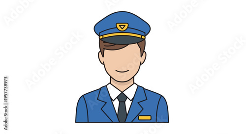 Professional Male Pilot or Captain Avatar in Uniform.