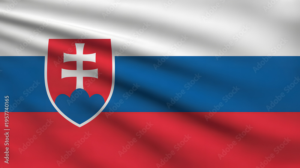 Obraz premium Waving Slovakia national flag with vibrant colors and patriotic symbol, perfect for representing Slovakian pride and cultural identity