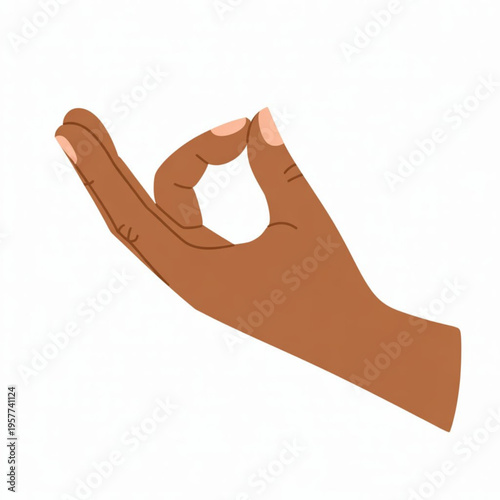 Dark skinned hand making the gyan mudra or ok gesture for meditation and yoga.