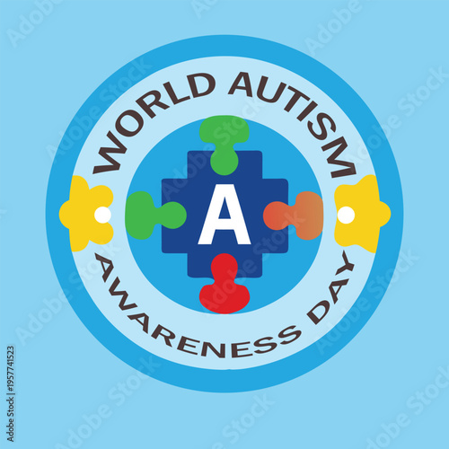 World autism awareness day logo with puzzle pieces