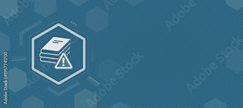 Information overload and documentation risk warning vector background with books icon and copy space for research and knowledge