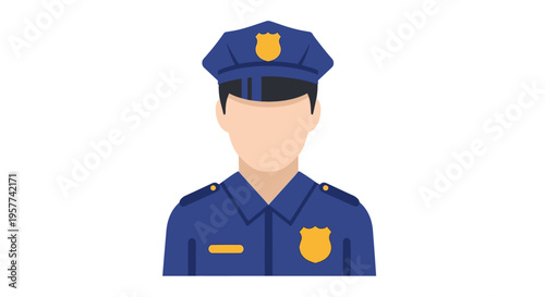 Police Officer Avatar Icon Representing Law Enforcement and Public Safety.
