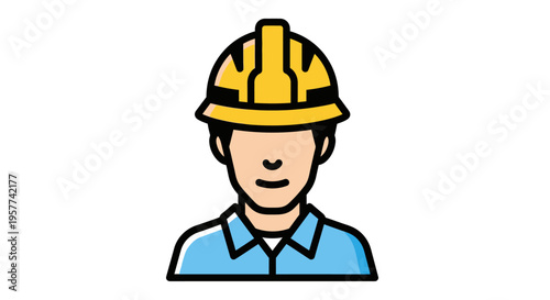 Illustration of a construction worker wearing a hard hat.