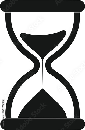 Simple black hourglass icon on white background