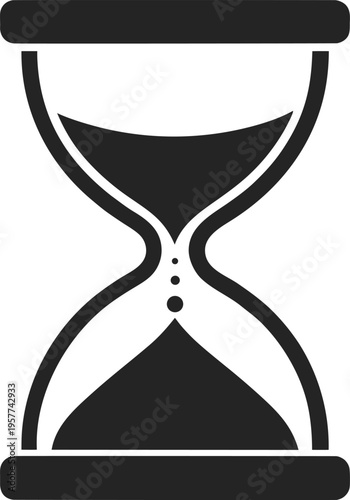 Black and white hourglass timer icon for time management and deadlines