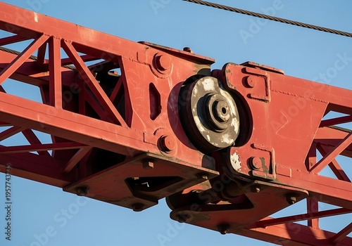 Industrial crane wheel close up