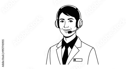 Smiling male customer service representative wearing a headset.