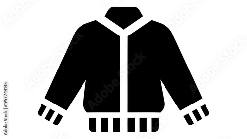 Bomber jacket icon, stylish casual outerwear symbol